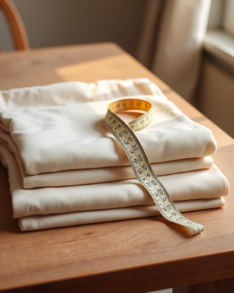 Folded fabrics with measuring tape
